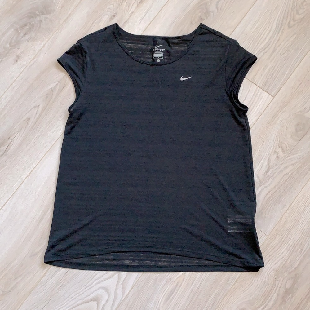 Nike Dri-Fit Sheer Black T-Shirt Top Sz L